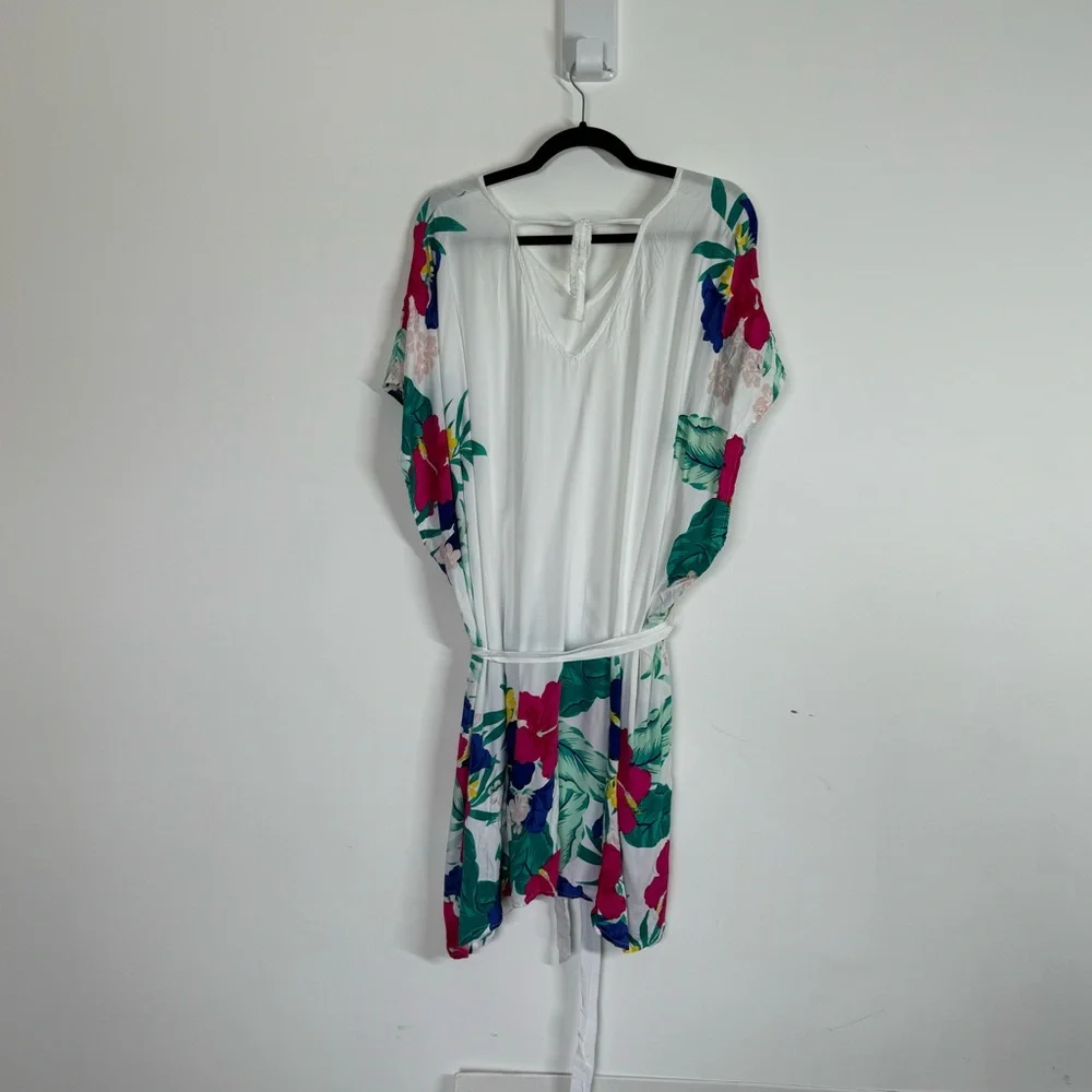 Swim by Cacique Coverup Floral Lightweight Pullover Tie Waist